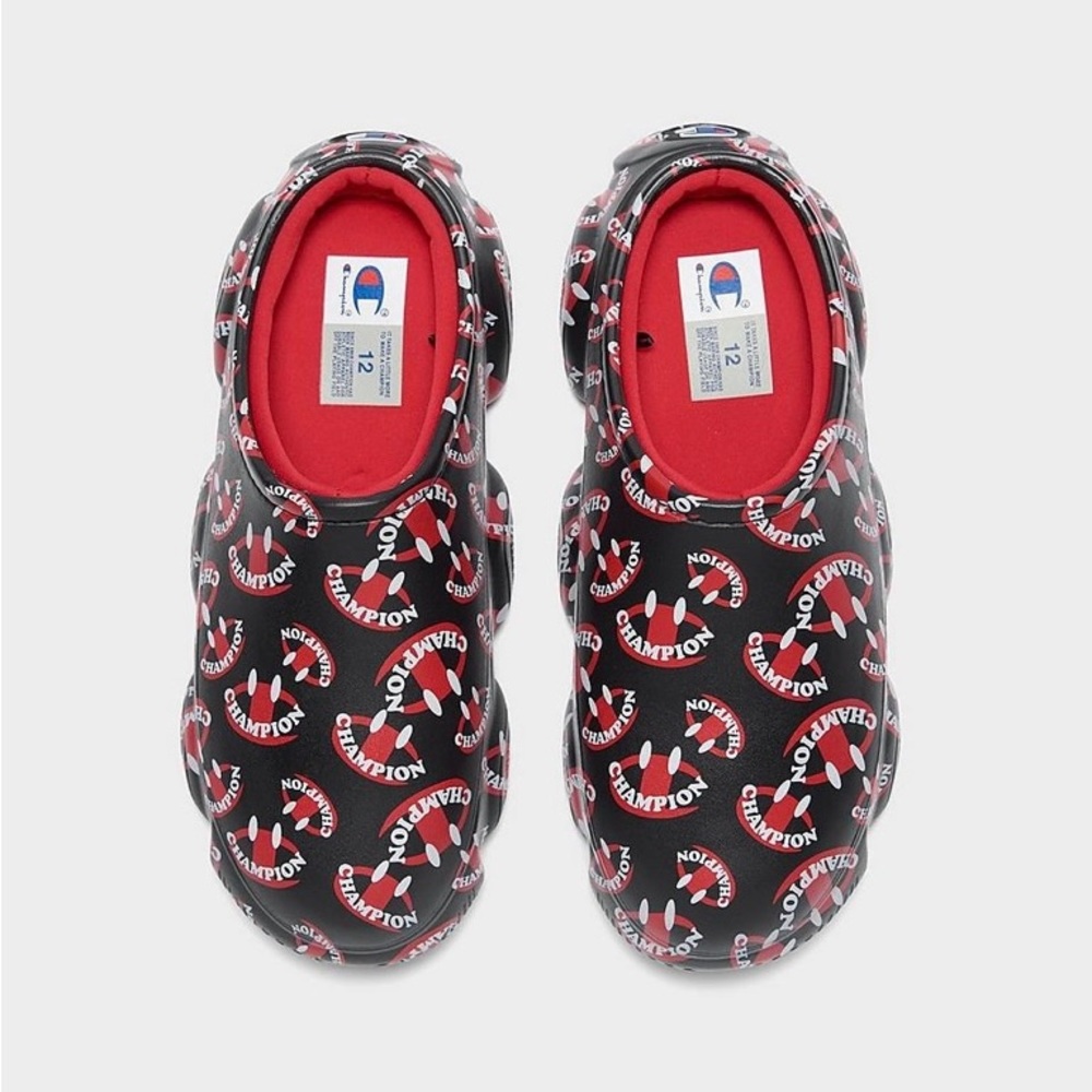 Champion Clog Shoes Mens 10 Super Meloso Smile Jersey Lined Closed Toe Black Red - Picture 5 of 6